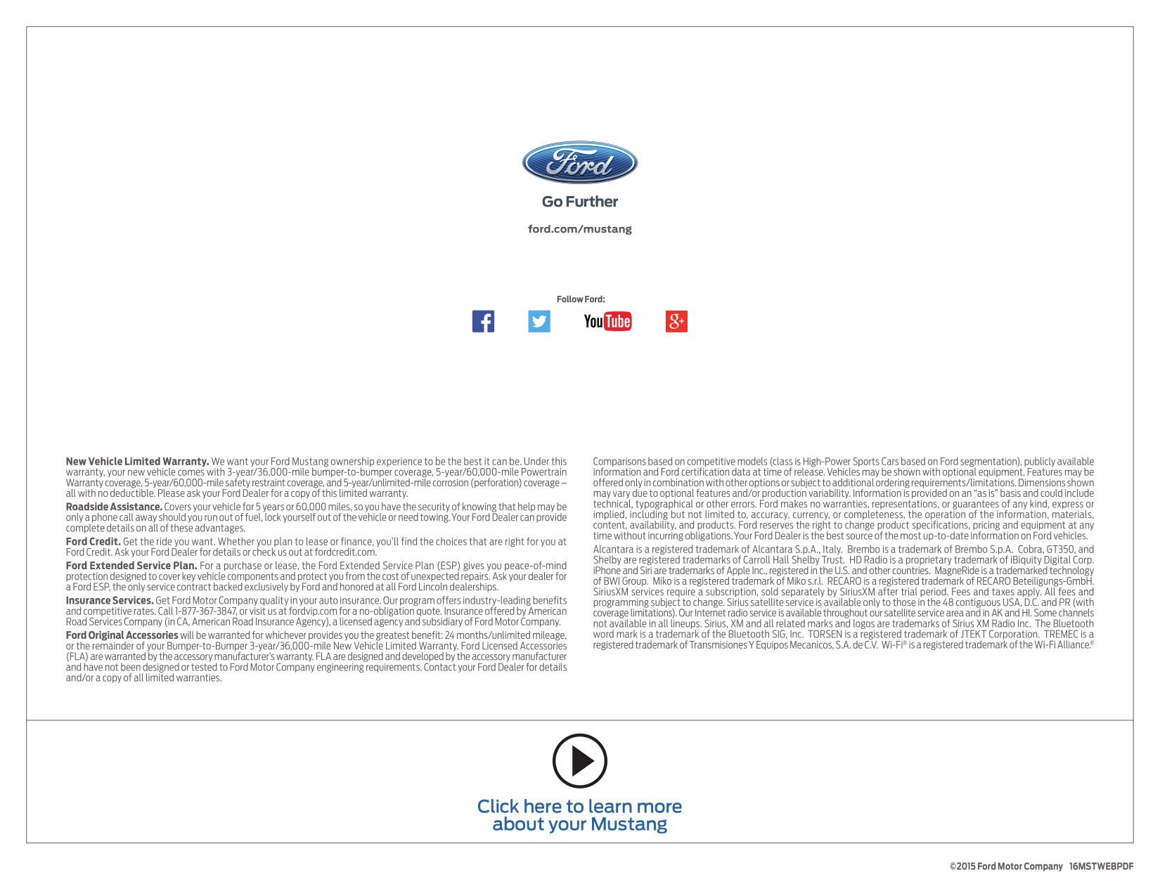 2016 Ford Mustang Brochure Page 14
